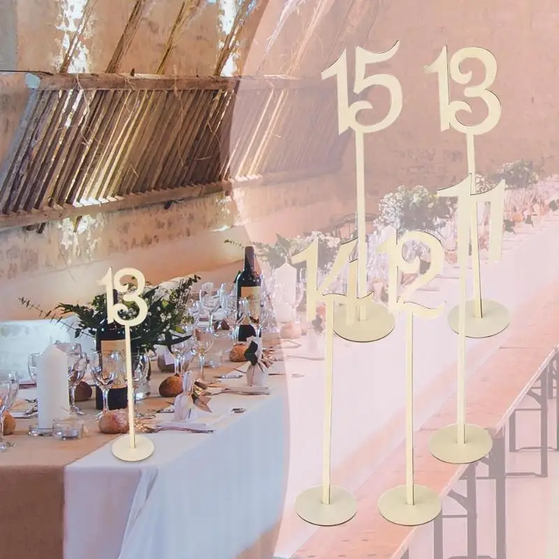 10pcs Wooden Wedding Table Place Holder Number Seat Cards Ornaments Place Card Holder Party Decor Home Craft