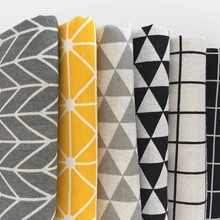 Нордический стиль серый черный белый сетка в полоску конопли хлопок и лен ткань DIY Домашний текстиль скатерть подушка пэчворк ткань