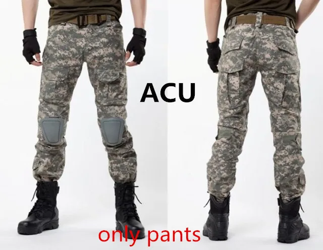 Камуфляжная Тактическая Военная одежда, Пейнтбольные армейские брюки-карго, армейские брюки, Мультикам, милитари, тактическая рубашка с наколенниками - Цвет: ACU only pants