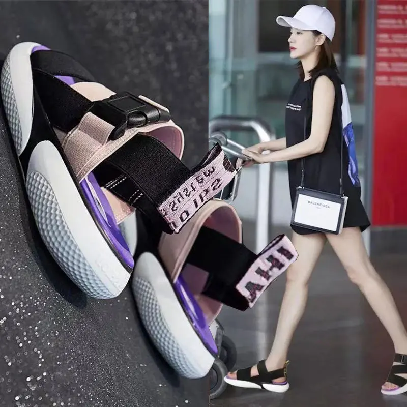 

2019 summer outdoor sandals color fashion street style women's non-slip thick bottom female beach shoes women's clothing