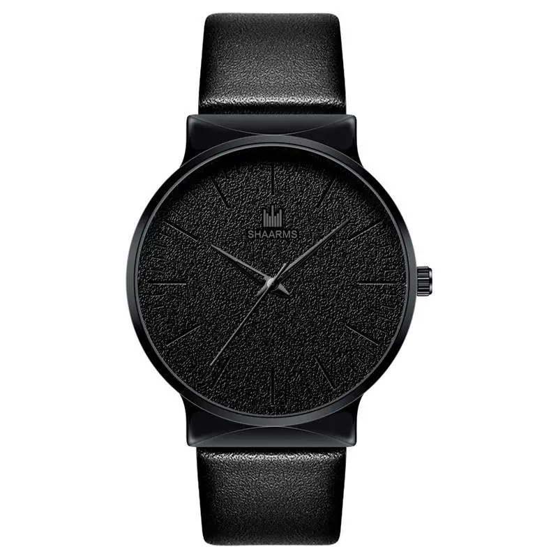 Роскошные брендовые деловые часы для мужчин модный кожаный браслет из нержавеющей стали Кварцевые наручные часы минимализм черные часы - Цвет: A