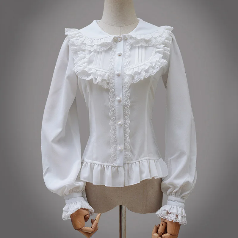 Blusa Victoriana FCCAM Para Mujer Manga Larga, Cuello Alto