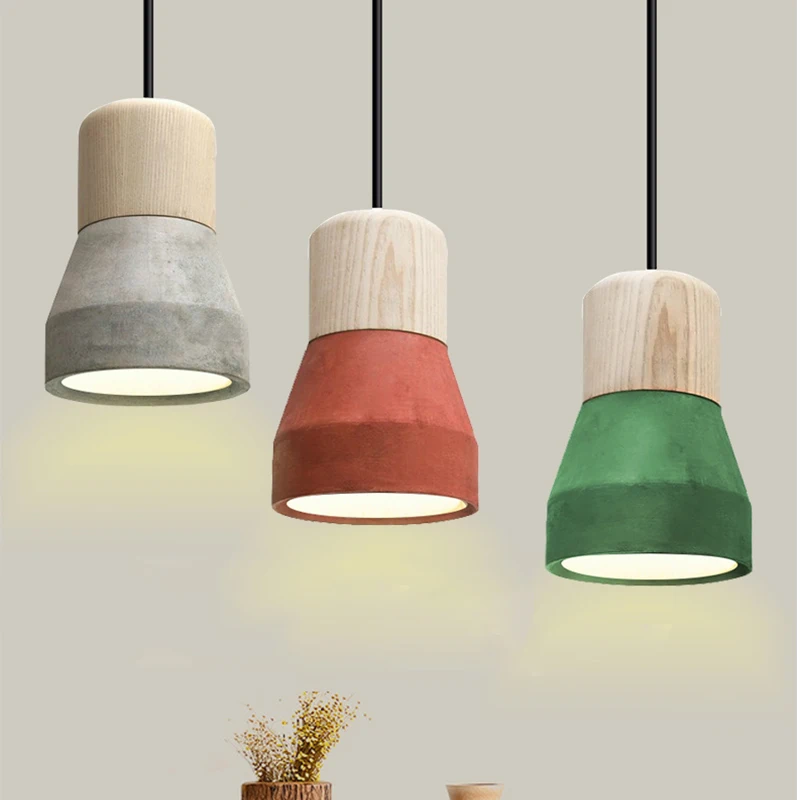 

JAXLONG Nordic Modern Creative Pendant Light DiningRoom lustre hanglamp Bedside Colorful Cement Solid Wood Cafe Bar pendant lamp