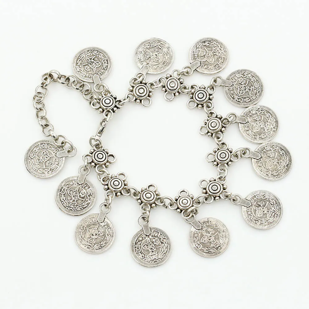 Bls-miracle Bohemia Summer Foot Jewelry Metal Tassel Vintage Charm Coin Anklets Gift For Woman Beach Anklet A-12