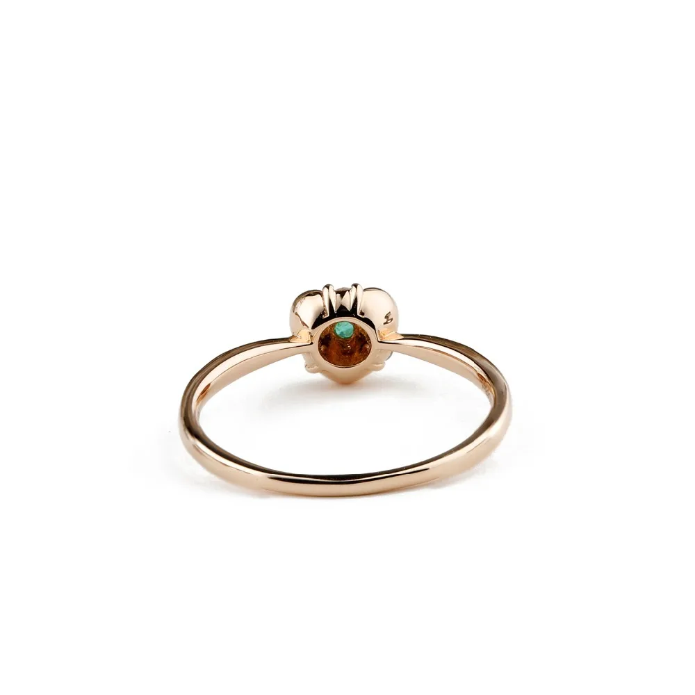 LASAMERO, круглая огранка, 0.1CT, натуральный изумруд, драгоценный камень, бриллианты, вечерние, 18 k, розовое золото, винтажное обручальное кольцо