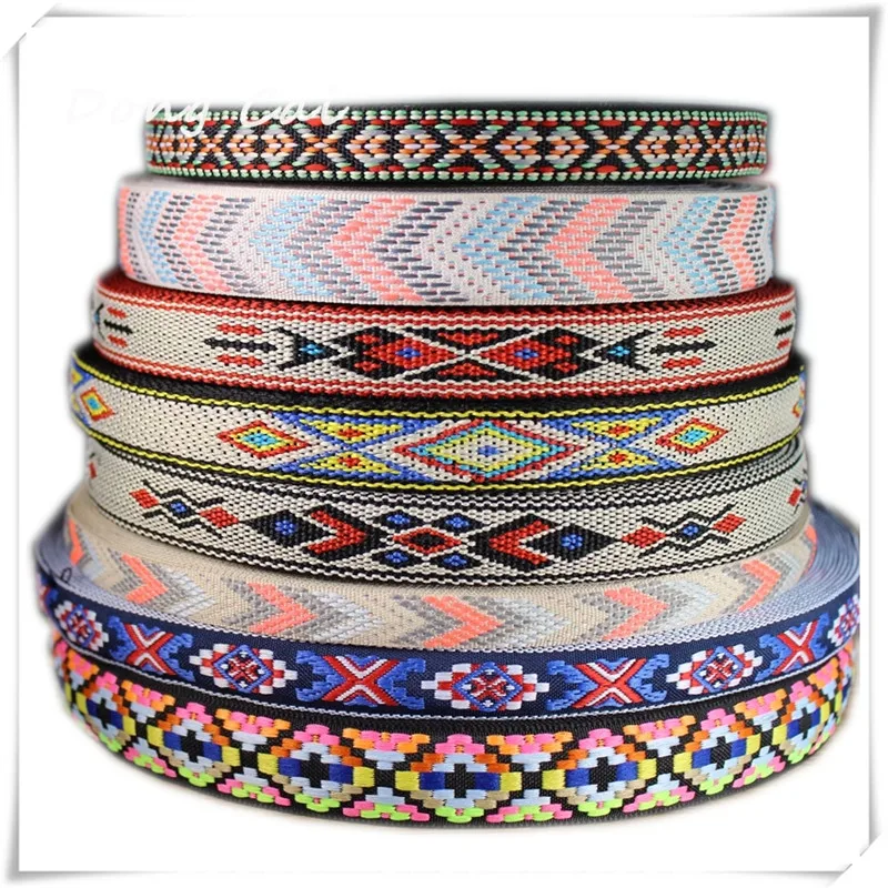 

10yards/lot National jacquard webbing High-end bags decorative belt Summer sandals woven belt Wide-brimmed straw hat DIY