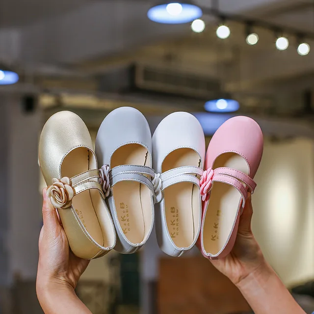 

2019 Children girl pu shoes Girls Flower Shoes Flat casual princess girls Shoes 4colors 25-36 1805 TX04