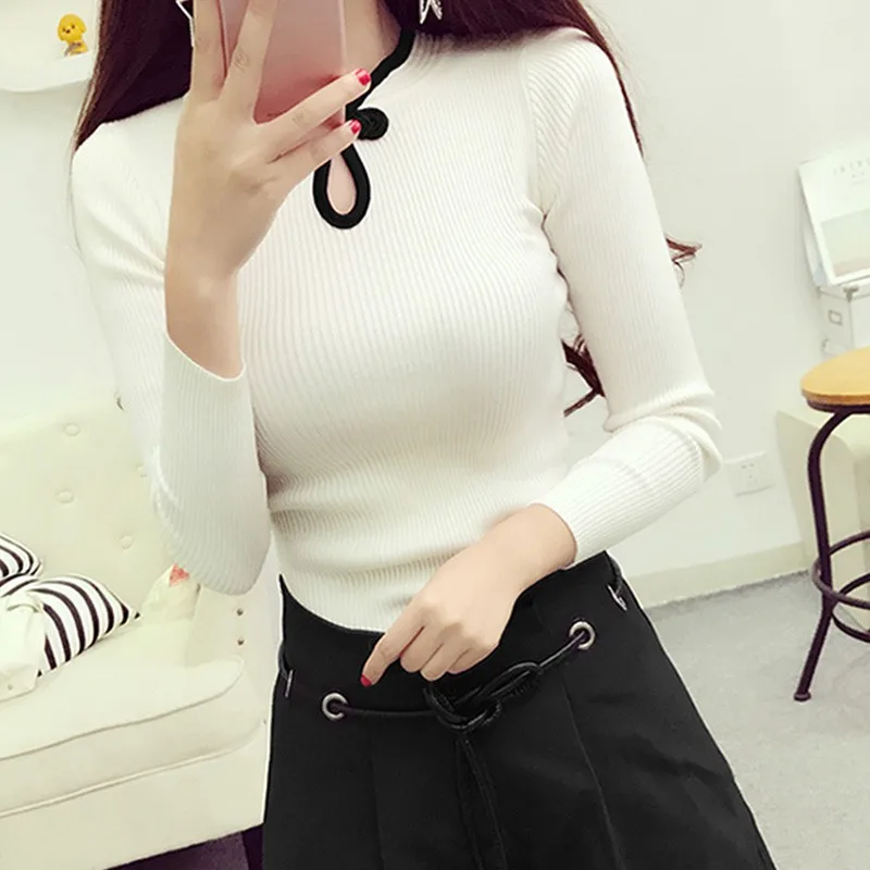 Women Elegant Cheongsam Turtleneck Sweater Women Vintage Long Sleeve Sweater Pullover Autumn New Fashion Knitted Sweater Tops Women Elegant Cheongsam Turtleneck Sweater Women Vintage Long Sleeve Sweater Pullover Autumn New Fashion Knitted Sweater Tops