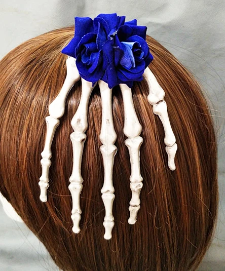 Antique-Steampunk-Jewelry-Skeleton-Hand-Hair-Clips-Rose-Flower-Goth-Hair-Accessories-Crystal-Hairpins-Handmade