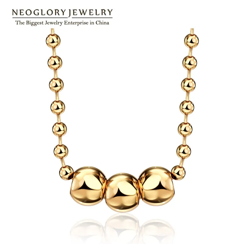 

Neoglory Lead Alloy Light Yellow Gold Color Charm Chain Beads Necklace for Women Fashion Jewelry Round 2018 Brand New Gift QC