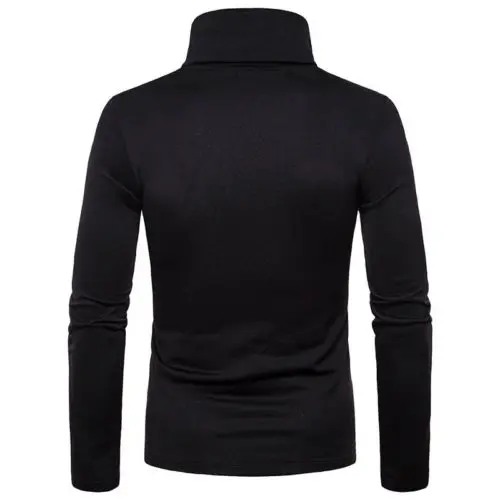 Hot Fashion Mens Sweater Solid Roll Turtle Neck Pullover Knitted Jumper Winter Male Fashion Casual Tops 5