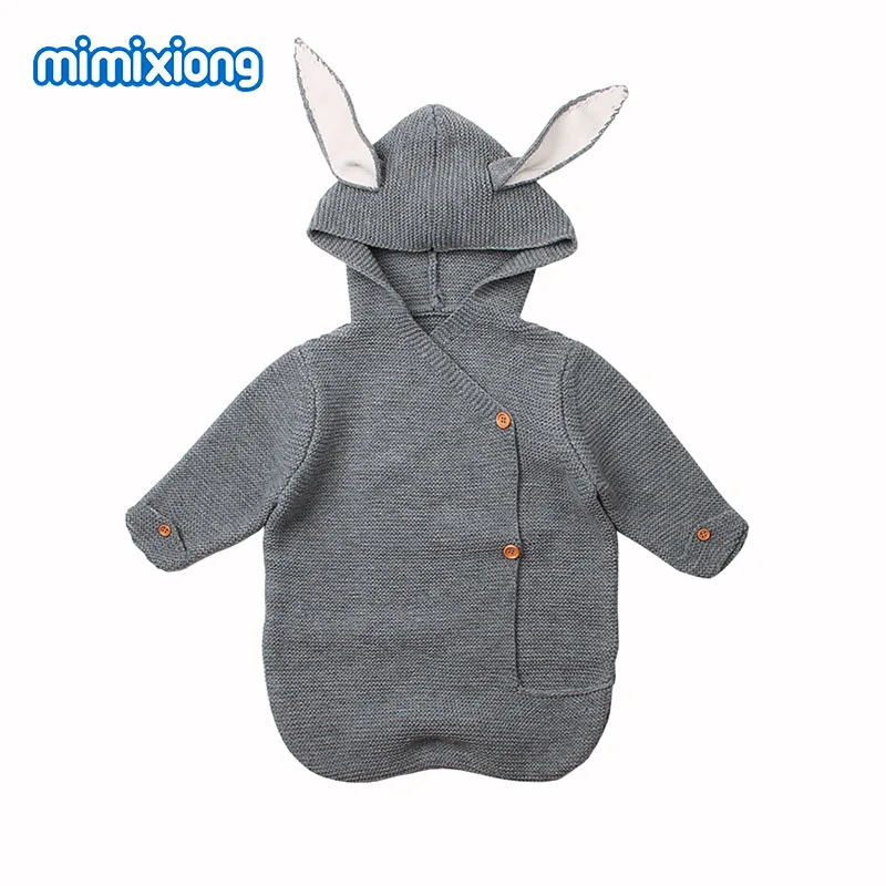 82W340 Детские спальные мешки, зимние теплые детские коляски, Infantil, пеленка, Осенние вязаные конверты с кроликом для новорожденных 0-6 месяцев - Цвет: 82W340