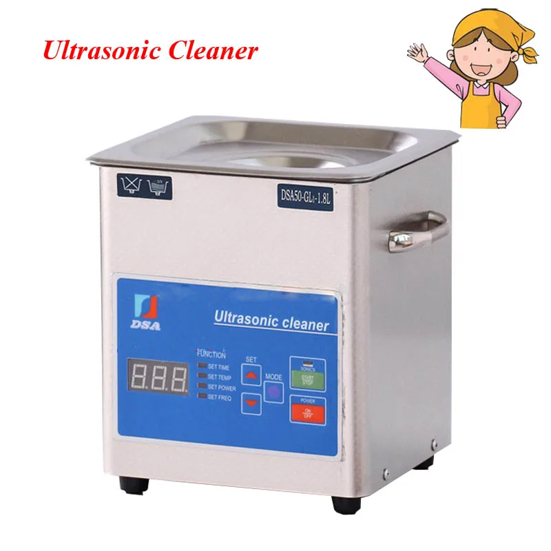 

1PC Digital 110/220V Ultrasonic Cleaner Stainless Steel 1.8L Adjustable Free Basket Cleaning Machine DSA50-GL1