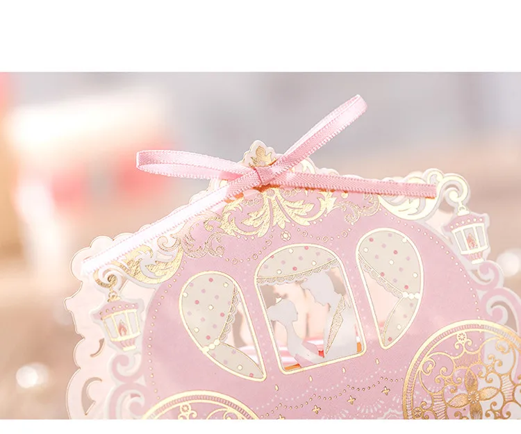 100 шт Романтические свадебные бумажные коробки для конфет, вечерние коробки для украшения, карета, дизайн Boda Caja de dulces
