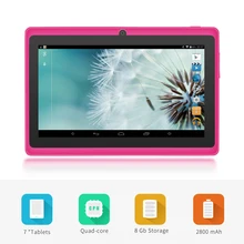 Free Shipping 5 color Yuntab 7 inch Android Tablet Q88,1024*600 A33 Quad Core 512MB+8GB Dual Camera, Supports WIFI 3G External
