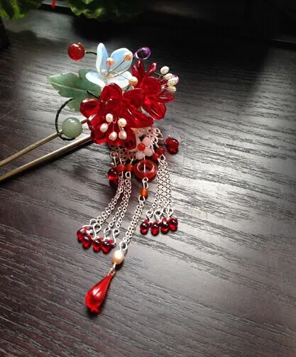 Colored Glaze Cherry Blossom Tong Po Vintage Classica Hair Stick Hair Jewelry