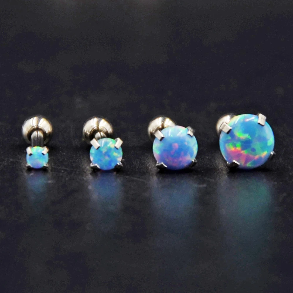 1PC 361L Surgical Steel Opal Tragus Cartilage Earring 16g End Ball  Cz Gem Round Tragus Cartilage Earring Piercing Body Jewelry 5
