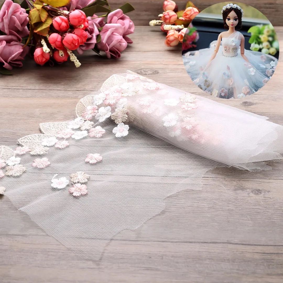 New Style Floral Tulle Lace Trim Transparent Ribbon Fabric Embroidery Wedding Trim Sewing DIY Accessories for Making Dress Tops