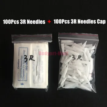 

Tattoo Needles 3R and 3R caps each 100pcs Disposable Sterilized Professional For Tattoo Eyebrow Pen Machine Permanent Makeup Kit