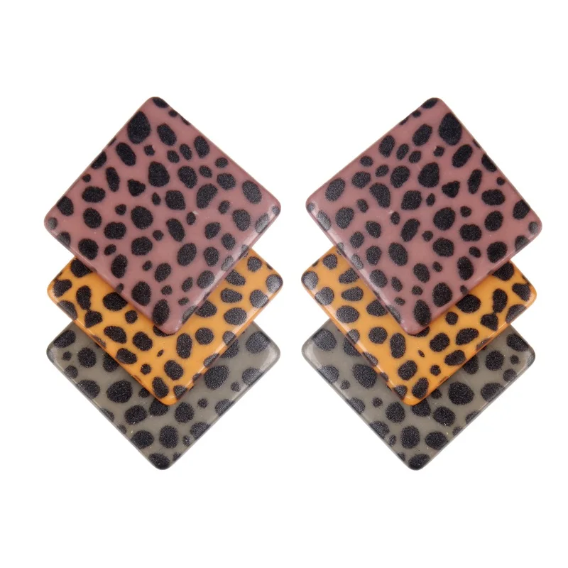 

Simple Fashion Acetic Acid Geometric Drop Earring For Women Colorful Square Multilayer Acrylic Statement Dangle Earring