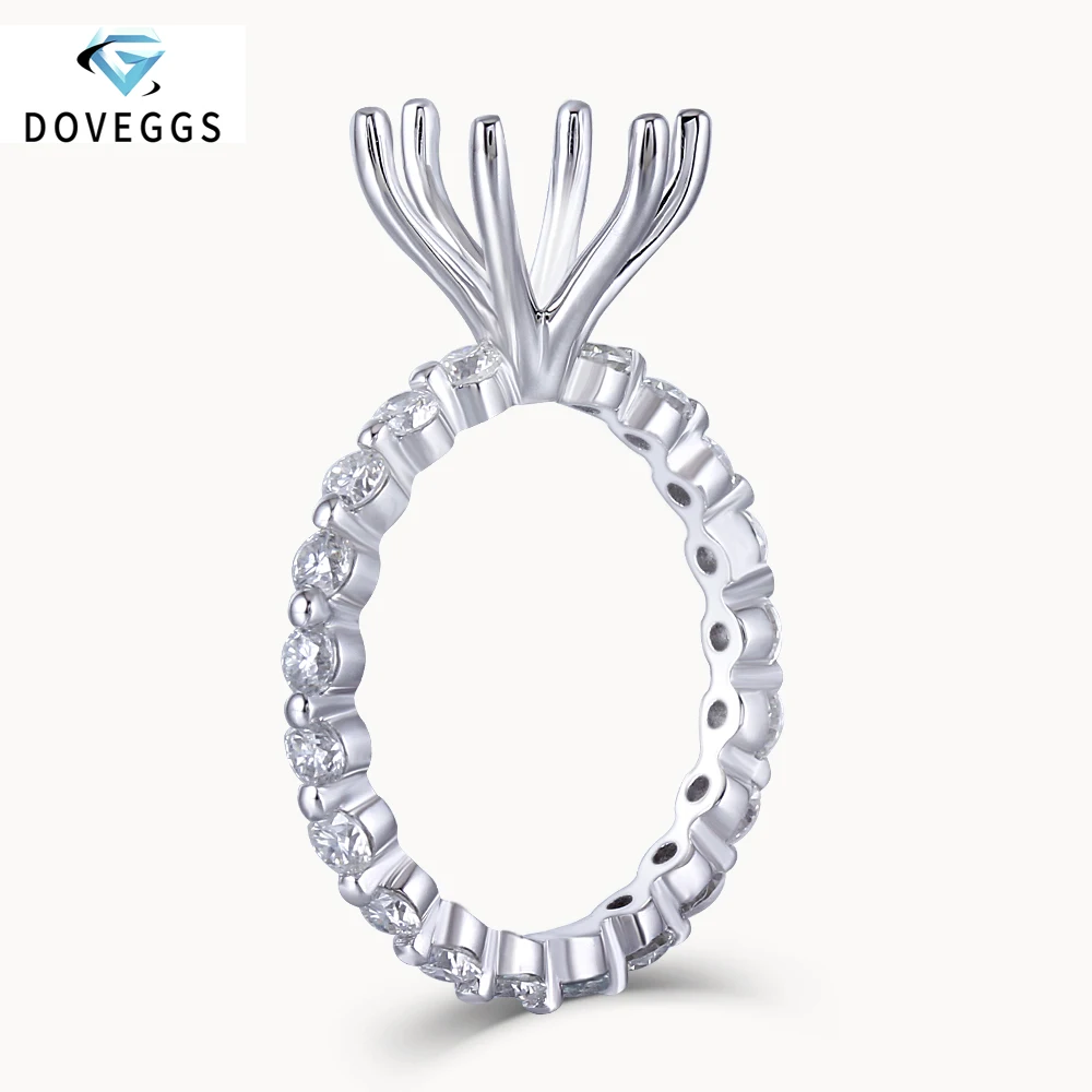 

DovEggs 14K 585 White Gold 2.2mm Moissanite Side Stone Eternity Band Semi Mount with 6 Prong Setting for Diameter 8.5mm Stone