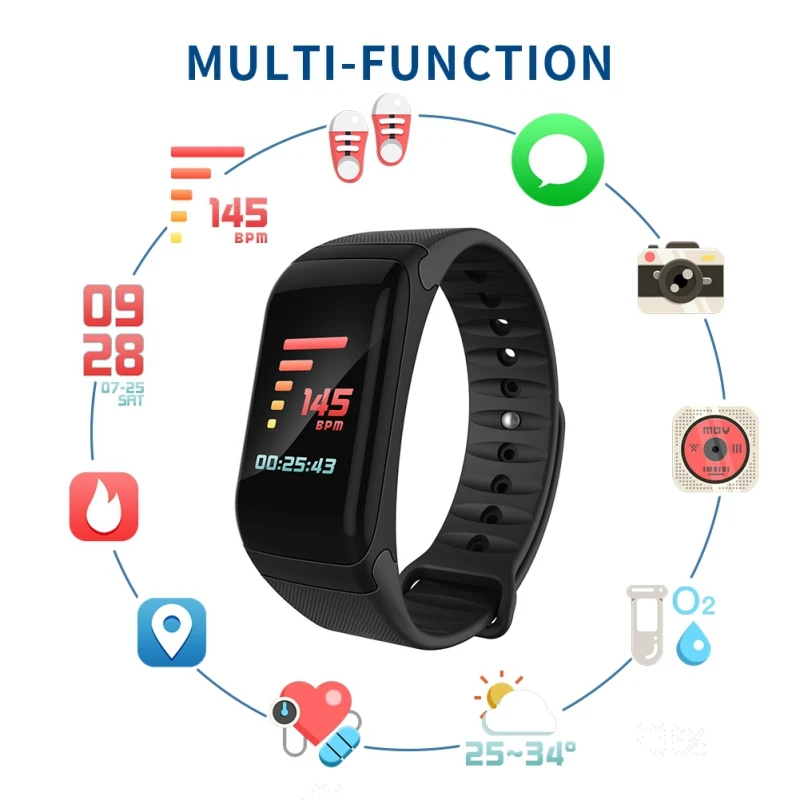 

Waterproof SmartBand Color OLED Wristband Sports Outdoor Bluetooth Smart Bracelet Heart Rate Monitorfor iPhone/Huawei/SamSung