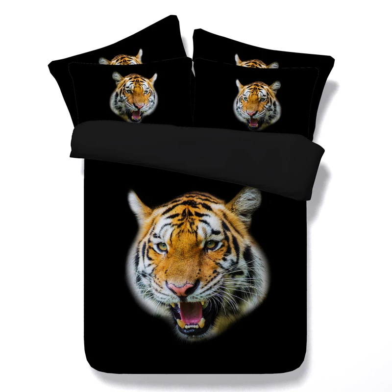 

tiger 3d printed black bedding sets full cal king single twin size kids bedspreads 3/4pc duvet quilt cover bed linens boy 500tc