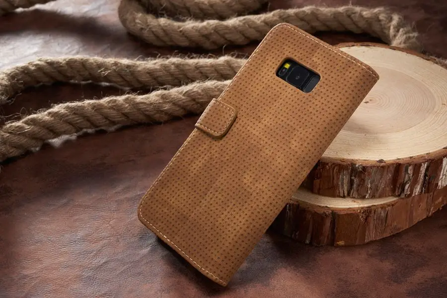 Дышащий кожаный чехол для Samsung Galaxy S8 с сеткой фото Рамки слот карты Fundas +