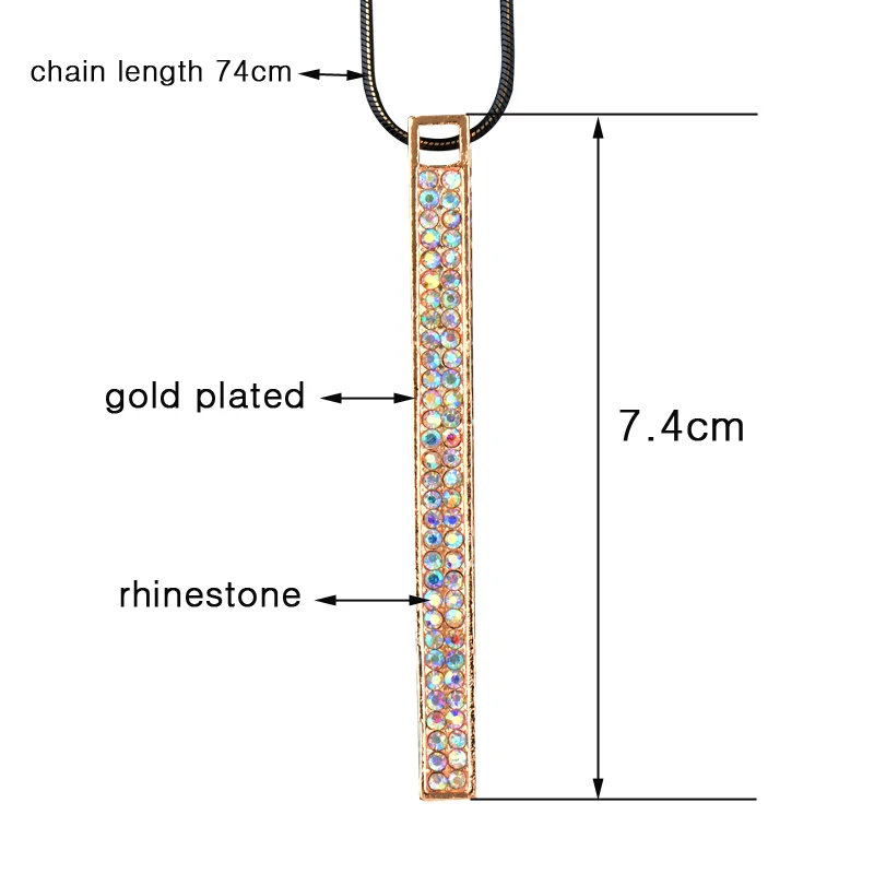SINLEERY простая модная подвеска в виде длинной полоски длинное ожерелье для женщин Стразы ожерелье массивные ювелирные изделия MY351 SSB