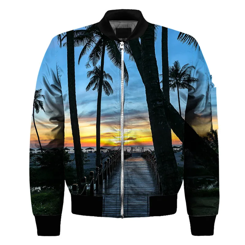 

USA Size Hawaii 3d digital printed Bomber Jackets Men winter Casual Thick Zip up Fly Jackets Outerwear Coats Custom made Pattern