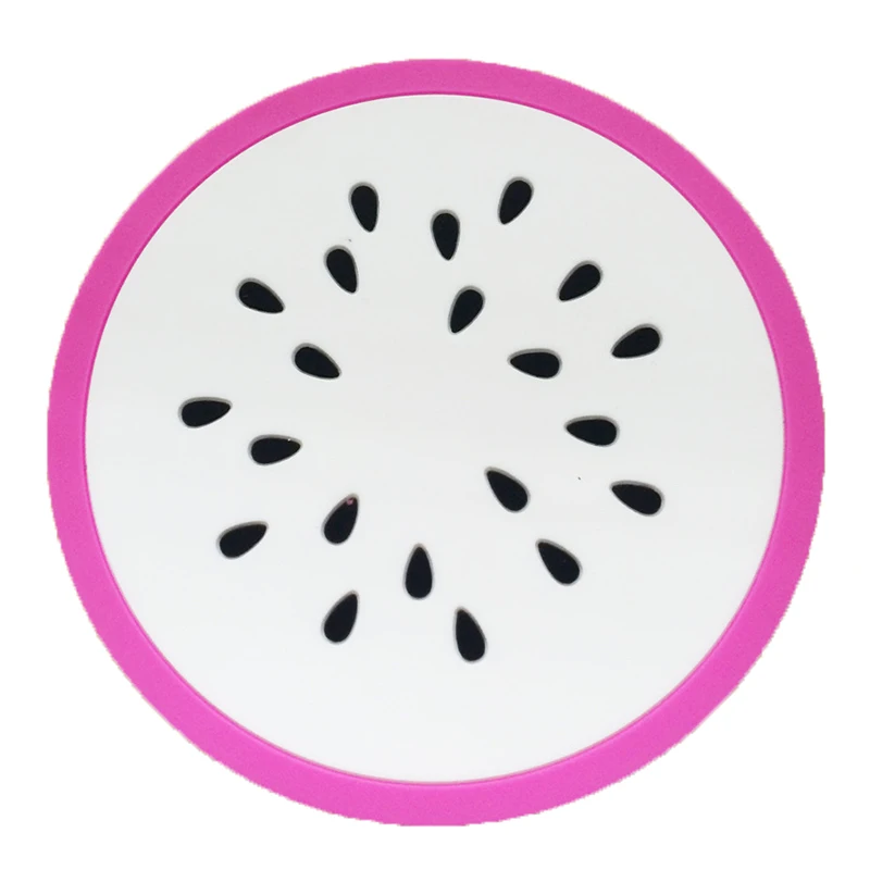 

6PCS Round NonSlip Heat Resistant Mat Colorful Fruit Printed Placemat Pot Holder Table Silicone Coasters Set
