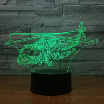 

Children's Bedside Decoration Helicopter Nightlight Creative 7-color LED Charging 3d Nightlight 1481