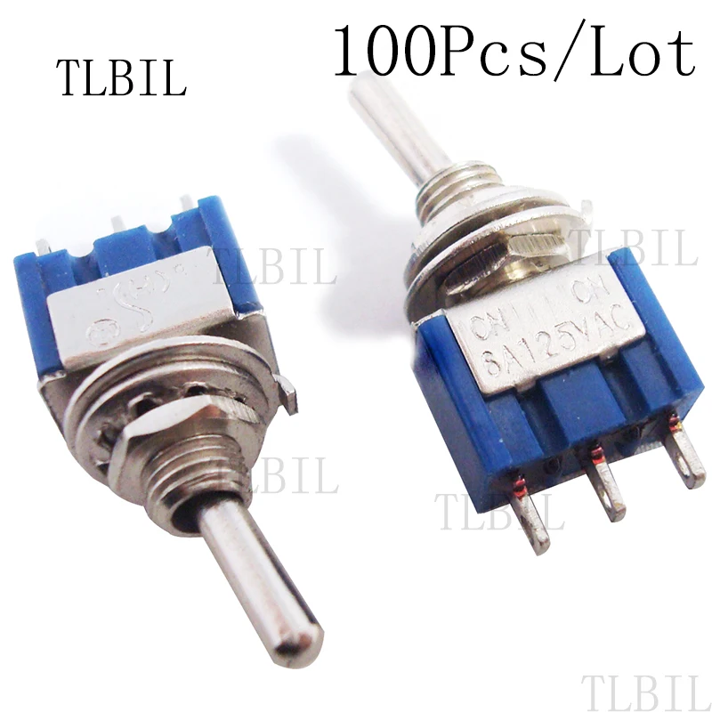 

100 шт. 3-контактный мини-переключатель SPDT вкл./вкл. 6a 125 В/3A 250 В