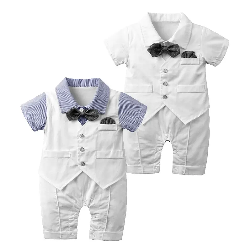 

Summer Newborn Baby Romper Gentleman Style Bow Tie Toddler Boys Clothes Cotton Short Sleeve Infant Onesies 3-24 Months