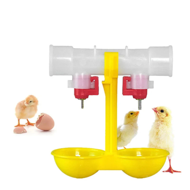 Bird Coop Double Cups Automatic Poultry Water Drinking Chicken Fowl Drinker Durable