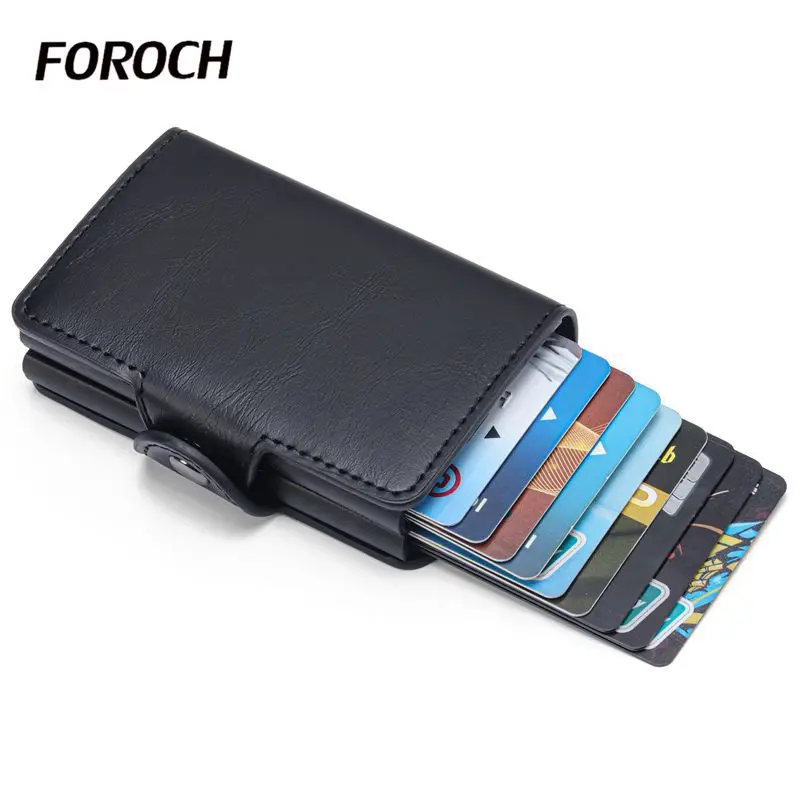 

Double Credit Card holder New Metal ID Card Holder Anti Rfid Wallet Business Card Holder Wallet For Credit Cards Case tarjetero