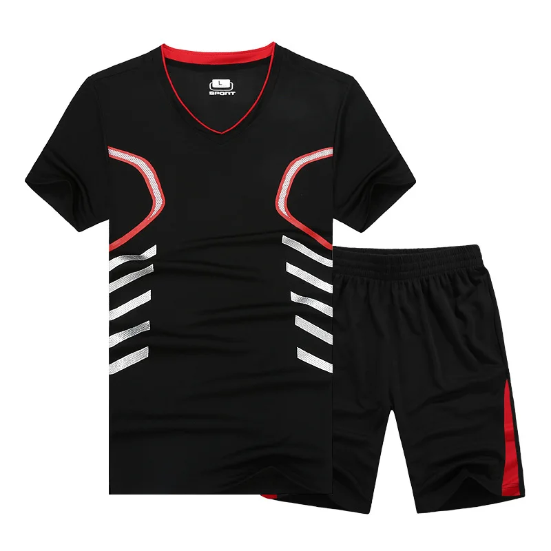 

Fashion Summer Sporting Suit Men Set Short Sleeve T shirt+Shorts 2PCS Sweatsuit Quick Dry Tracksuit Men Clothing Plus Size M-9XL