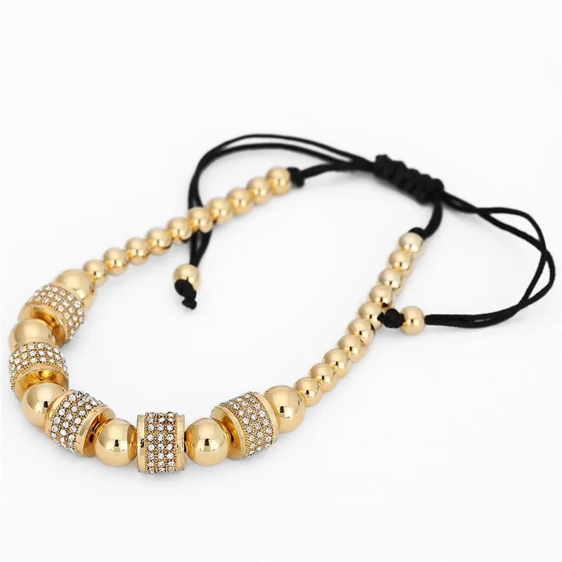 NADEEM Fashion Gold Color Full CZ Charm Anil Arjandas Bracelet Micro Pave Setting Czech Braiding Men Women Macrame Bead Bracelet