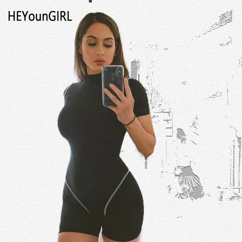 

Casual Female Short Jumpsuit Romper Bodycon Sexy Overalls for Women Fitness Short Sleeve Playsuit Women Active Wear Summer 2019