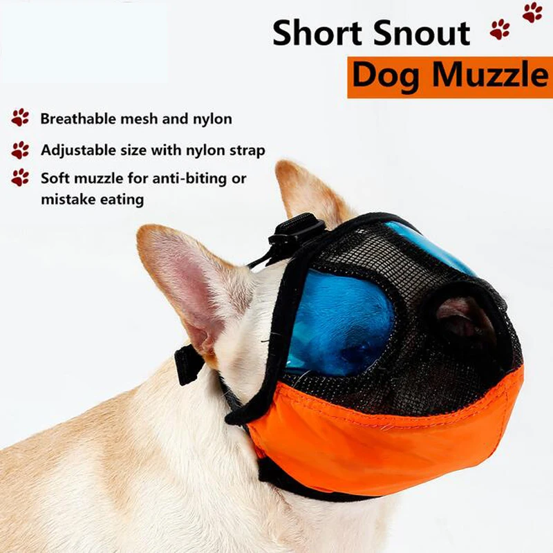 1644 Muselière Pour Chien Boucle Ajustable Souple Anti Aboiement Morsure Chien Bouche Masque Muselières Pour Nez Court Plat Face Chiens Bouledogue