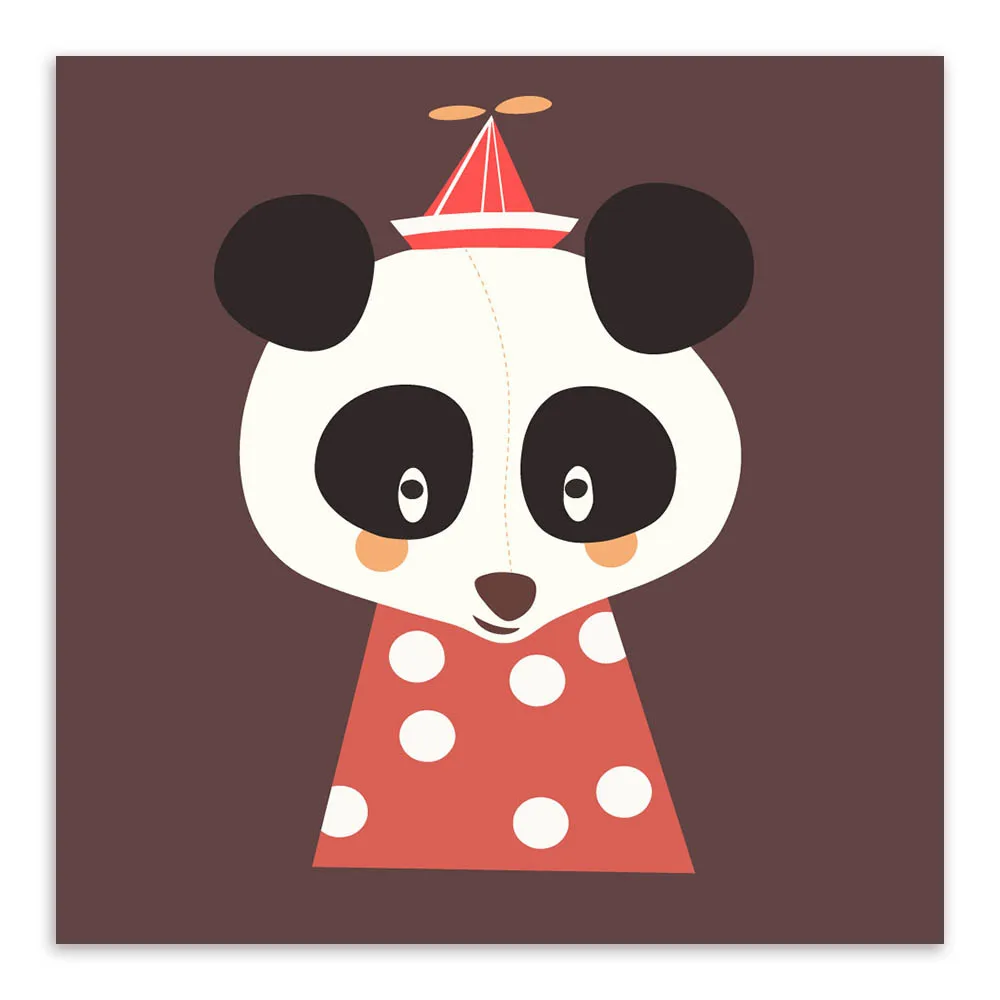 Modern Kawaii Hewan Kepala Kucing Panda A4 Besar Art Print Poster