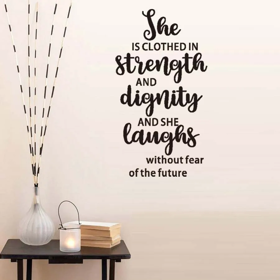 Scripture Bible Verse Wall sticker Art She Is Clothed With Strength and  Dignity Proverbs decals for home decoration|Wall Stickers| - AliExpress