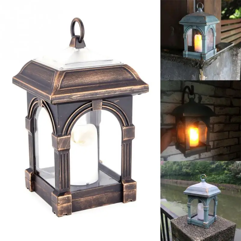 

LED Waterproof Yard Candle Lamp Retro Hanging Camping Hanging Lantern Solar Powered Garden Decoration Lighting