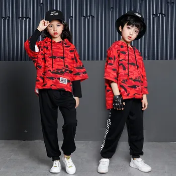 

2020 Spring Autumn Adult Kids Cotton children's clothing Costumes black red Star jazz Hip Hop dance Pants & T-shirt Adult suits