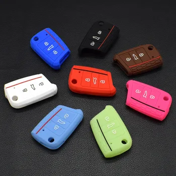 

10 units Silicone car Key Cover Case For VW Polo 2016 golf 7 MK7 for Skoda Octavia combi A7 for SEAT Leon rubber protect shell