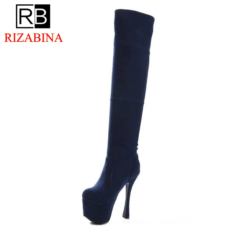 

RizaBina women platform high heel over knee boots fashion snow warm winter bota long boot brand footwear shoes P20429 size 33-40