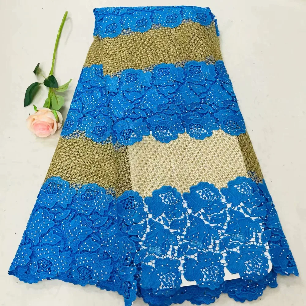 

good quality african guipure lace swiss net fabric with rhinestones 5 yards/lot lovely african cord lace fabric for party dress