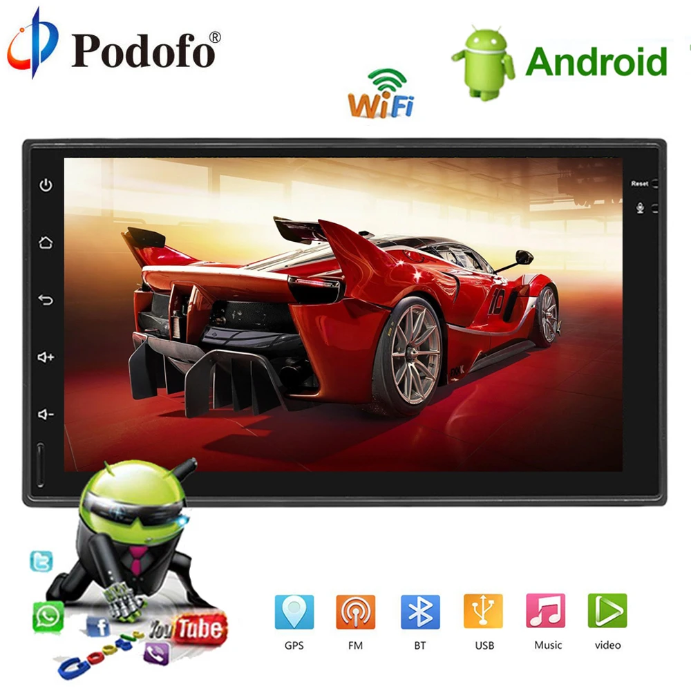 

Podofo 2DIN Android Car Multimedia Player GPS Navigation Bluetooth Car Radio stere Touch Screen MP5 Player 2din Autoradio TF USB