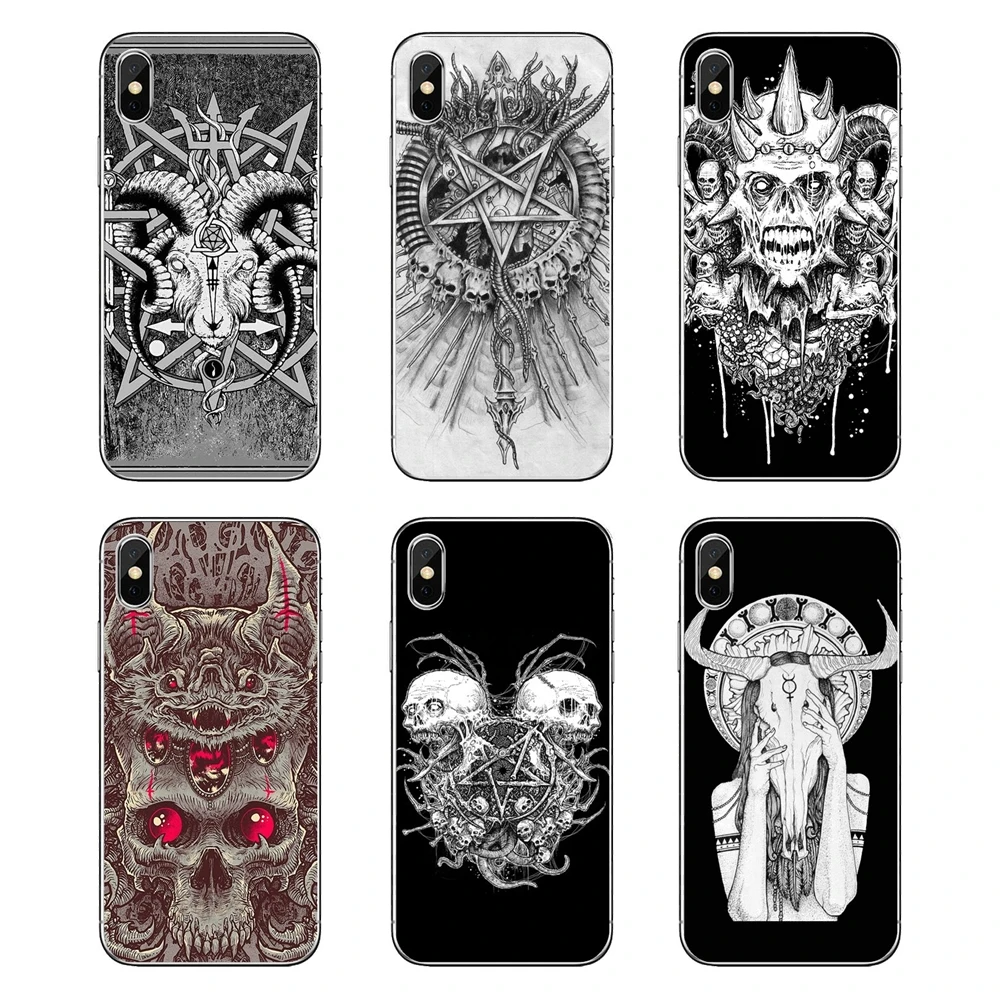 Soft Transparent Shell Covers Satanic Skull For Huawei P20 Lite Nova 2i 3i 3 GR3 Y6 Pro Y7 Y8 Y9 Prime 2018 2019 |