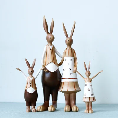 Статуэтки кролика из смолы, винтажная статуя кроликов, Свадебный домашний декор, ремесла, украшения для комнаты, фигурки животных из смолы - Цвет: C
